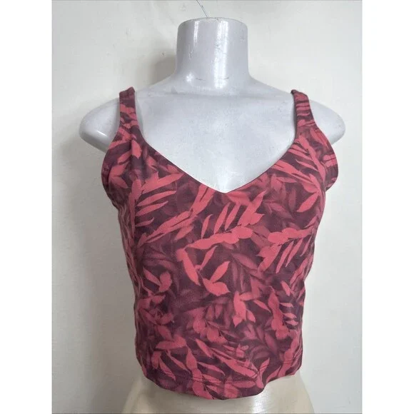 (B3)Lululemon Align Tank Cropped Top Sz 6 Built-in-Bra Spray Leaf Firrside Red - Picture 5 of 11